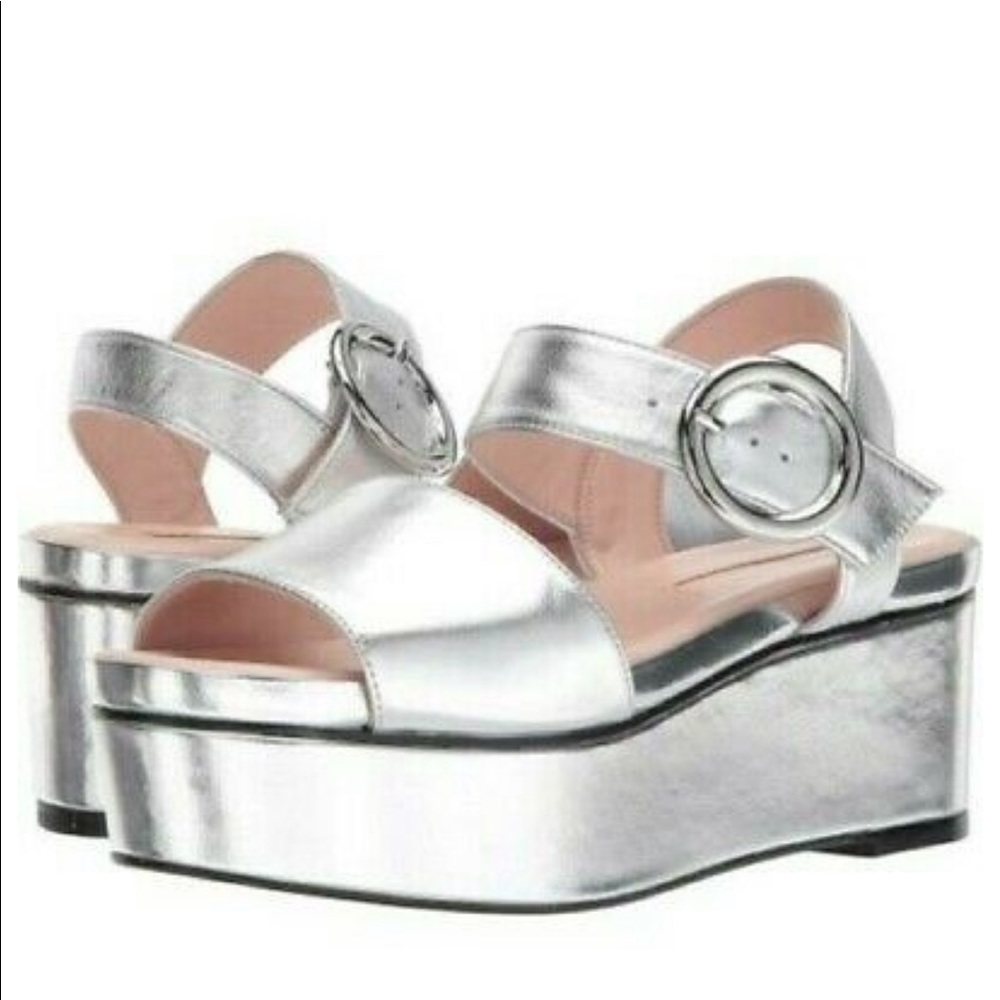 Avec Les Filles 'Audra' Leather Silver Sandals
